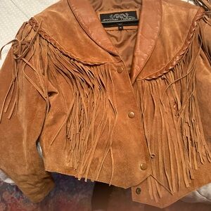 Suede leather crop jacket